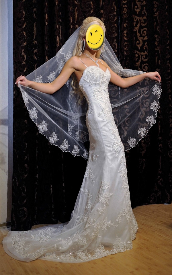 Свадебное платье Casablanca Bridal ,  размер 36-40,  цвета айвори  3